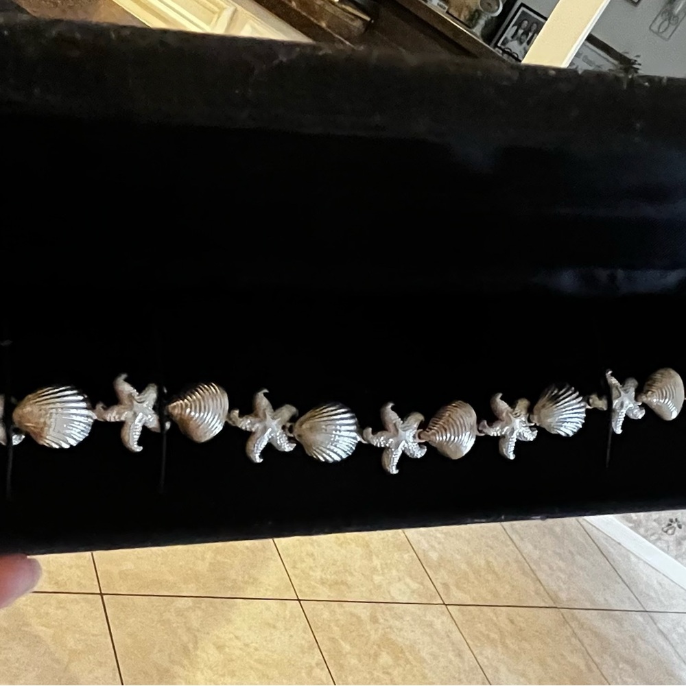Sterling Bracelet Seashell Solid 925 Silver Link … - image 6